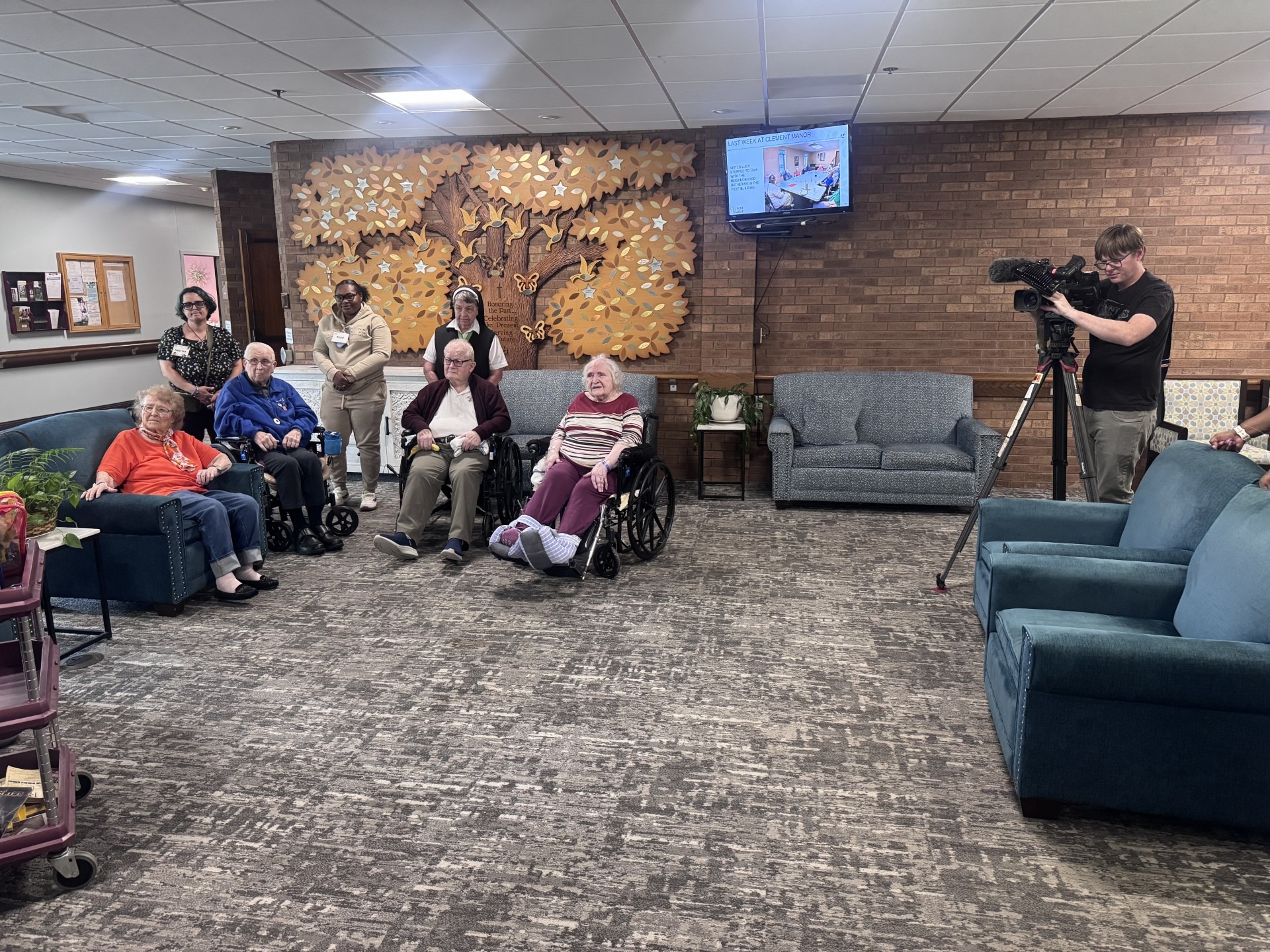 Clement Manor Clare Suites Residents Assemble gift bags for children in need