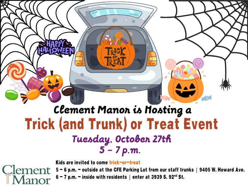 CLEMENT MANOR HOSTING A TRICK (and TRUNK) OR TREAT EVENT